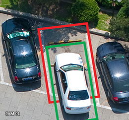 Câmera com cerca virtual delimitando vaga de estacionamento